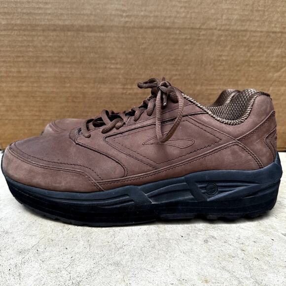 Brooks Addiction Walker Running Shoes Sneakers Lace Up Athletic Leather Brown